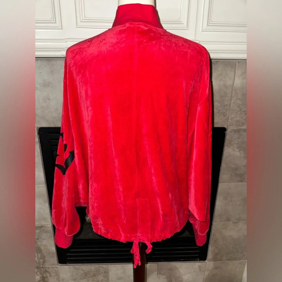 Juicy Couture Women's Red Batwing Velour Velvet Track Jacket Retro Disco Style M - Picture 4 of 9